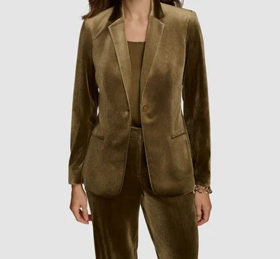 Donna Karan New York Women's Green Velvet One-Button Blazer Suit Jacket Size 0 - Image 1 of 4