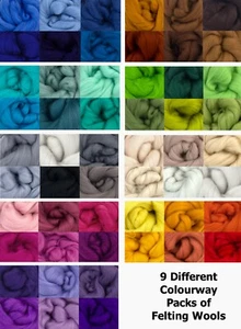 Merino Felting Wool.  Needle Felting | Wet Felting ! Colour Packs of 6-min 36gms - Picture 1 of 10