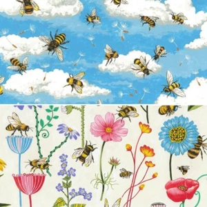 100 % Baumwolle Patchwork Stoff Nutex Bienenhafen summende Hummeln Bienen Blumenblume