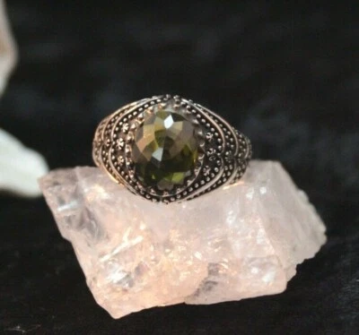 Silberring Männerring Herrenring Siegelring Ring 925 Handarbeit Peridot Gr69 - Bild 1 von 4