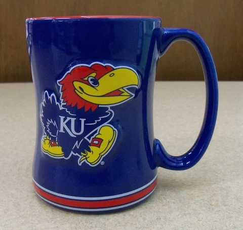 Mug Relief Kansas Jayhawk 3D Boelter Brand Blue 14 oz New Cover