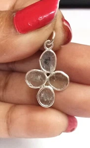 Rose CutPolki Diamond Charm Pendant 925 Sterling Silver Pendant Handmade Pendant - Picture 1 of 7