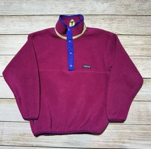 Vintage Patagonia Synchilla Fleece Pullover Kids Youth Large (12) Snap T Pink - Picture 1 of 6