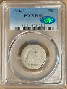 1854-O PCGS & CAC PO01 Liberty Seated Quarter 25c - New Orleans Mint - Lowball - Picture 1 of 2