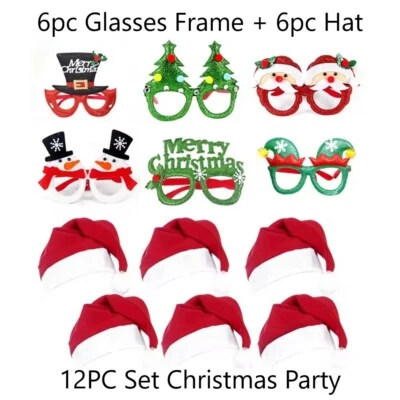 Christmas Eyeglasses & Hats Set - 12PC Party Decor for Kids & Adults - Image 1 of 4