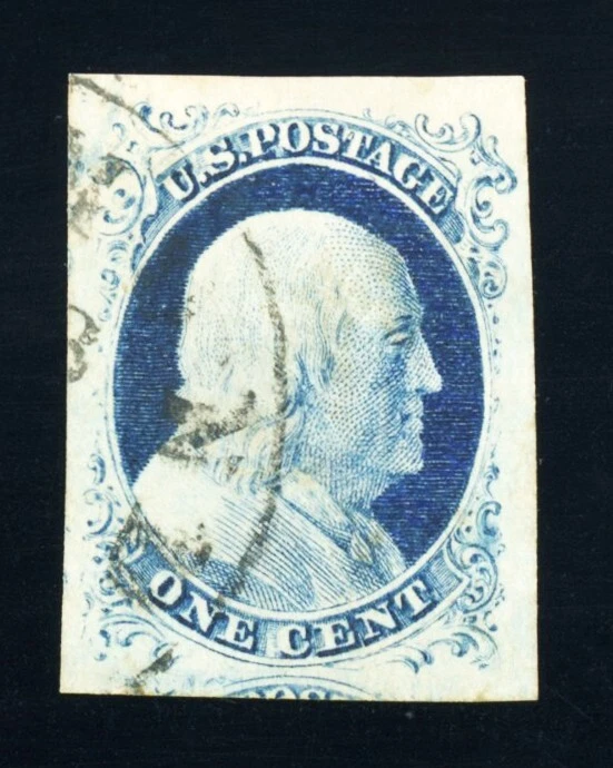 Scott #9, 1c Blue - Ty IV, USED, SUPERB, jumbo, 2022 PFC (grade 98J), SMQ $1,900 - Image 1 of 1