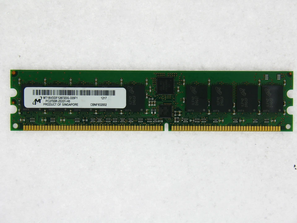 MICRON MT18VDDF12872DG-335F1 1GB DDR PC-2700 DIMM Memory Module - Image 1 of 1