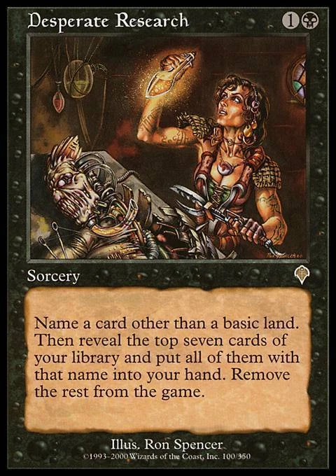 Desperate Research ~ Lightly Played Invasion MTG Magic UltimateMTG Black Card - Image 1 of 1