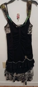 Linea Domani Clubwear Mixed Media Kleid 16 schwarz Stretch Rüschen künstlerisch Cocktail - Bild 1 von 5