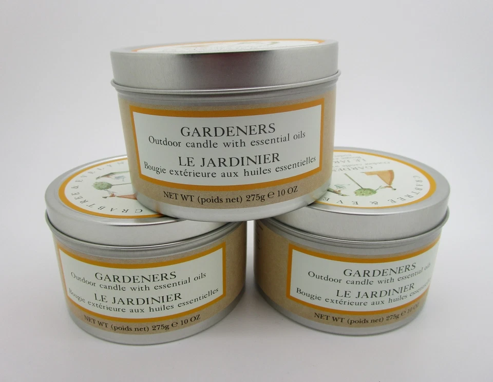 Crabtree & Evelyn GARDENERS 10 OZ Vela Exterior con Aceites Esenciales - Lote de 3 Foto 1 de 1