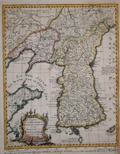 Corea Coree Korea 'Province de Quan-tong old Map Colored 1770 Bellin - Picture 1 of 12
