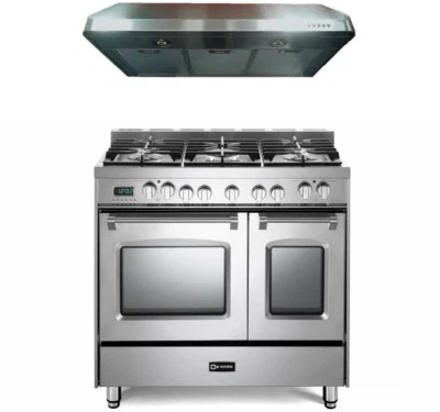 Verona Prestige Series 36" Doble Rango de Combustible Doble Horno Campana de Acero Inoxidable Foto 1 de 4