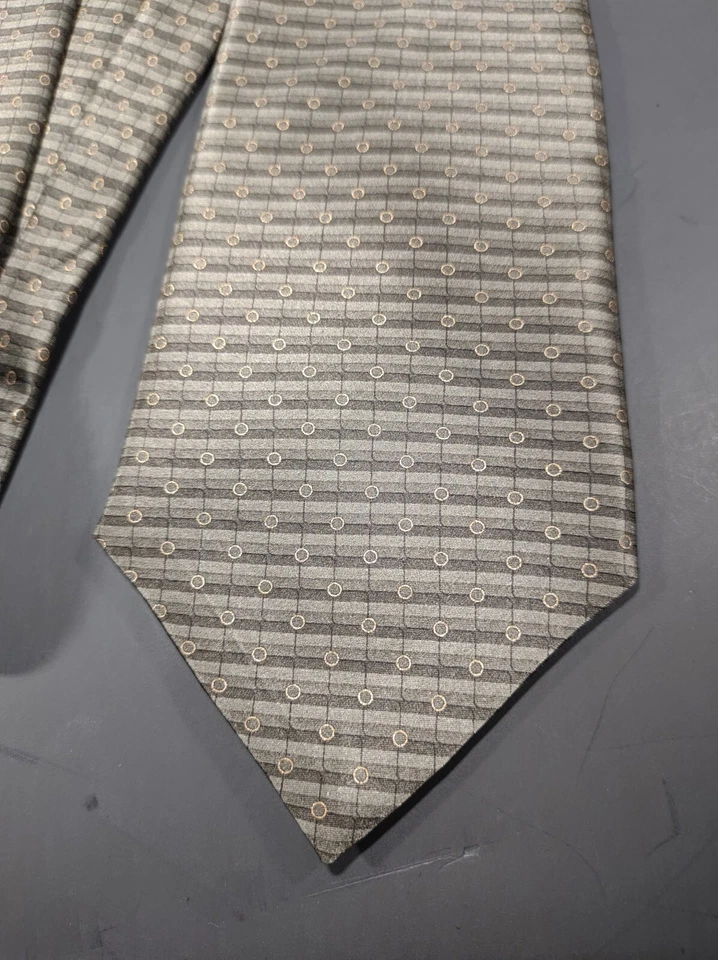 Zylos 金色丝绸领带绿色带水平条纹和口号条纹 — 第 1/4 张图片