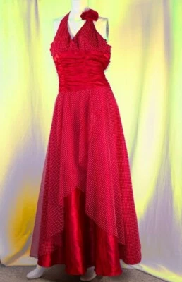МАСКАРАД красный с белый горошек винтажный женщин бальное платье платье размер S - Изображение 1 из 4