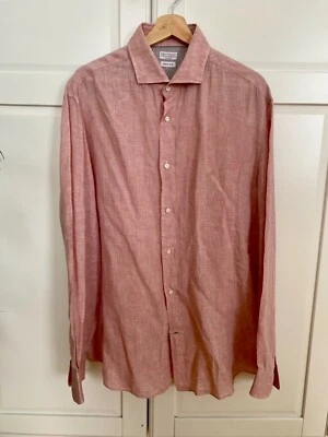 Brunello Cucinelli Pure Linen Easy Fit Shirt Size XXXL Pink - Image 1 of 4