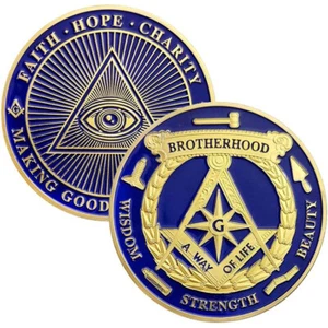 Golden Design Brotherhood Freemasons Masonic Challenge Coin Mason Token 1Pc - Imagen 1 de 7