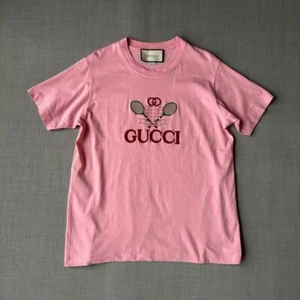 Gucci T Shirt Tennis Logo 20SS Rosa Größe S Gebraucht Aus Japan - Bild 1 von 9