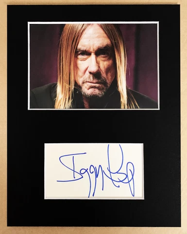 IGGY POP HAND SIGNED Autograph Mounted With Photo THE STOOGES David Bowie Cover