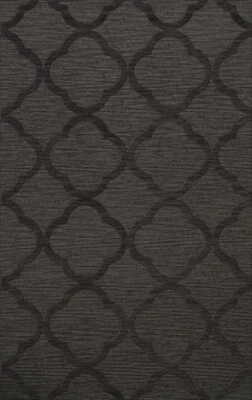 Black Quaterfoil Trellis Print Transitional Area Rug Geometric DV8 - Image 1 of 2