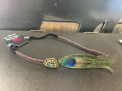 Diadema elástica estilo occidental pluma marrón HE171 Foto 1 de 3