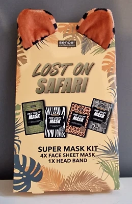 Lost on Safari - Set of 4 Face Masks with Head Band - Vegan - Image 1 of 2