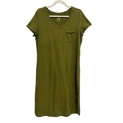 Vestido midi tejido holgado C. Wonder Regular Essentials para mujer M camiseta verde oliva con bolsillo Foto 1 de 4