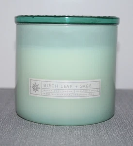 1 Bath & Body Works BIRCH LEAF + SAGE 3-Wick Scented Candle Glass Lid - Picture 1 of 3