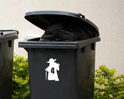 3 x Wheelie Bin Numbers Yoda House Number Stickers Star Wars Recycling Box  - Image 1 of 3
