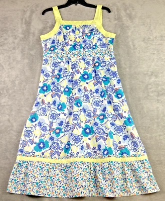 Hanna Andersson 14 Green Blue Floral Dress Coquette Sundress Babydoll Ruffle - Image 1 of 4