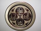 Vintage Copper Middle East plate engraved, etched, painted images of mosques.