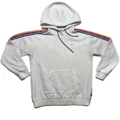 Tommy Hilfiger Sudadera con Capucha a Rayas al Hombro Blanco Arco Iris Manga Larga Para Mujer XS Foto 1 de 4