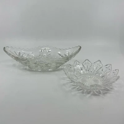 MCM Federal Petal Glass Dish and Anchor Hocking Star of David Olive/Gravy Bowl - Imagem 1 de 4
