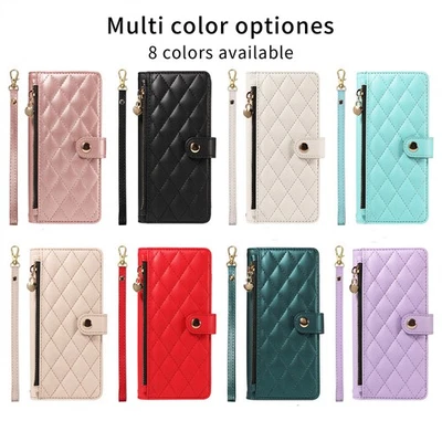 Case for iPhone 17 16E 14 15 13 12 16 11 8 Zipper Leather Case Wallet Flip Cover - Image 1 of 4
