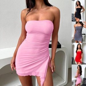 Y2K Tube-top Split Dress Summer Ins Fashion Backless Short Dresses For Women - Picture 1 of 11