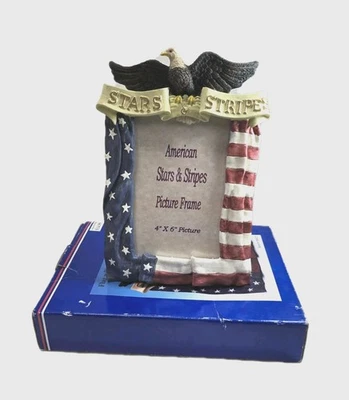 Stars & Stripes Flag With Eagle Picture Frame 4x6 International Enterprises NOS - Image 1 of 4