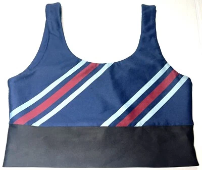 Sujetador deportivo deportivo Soul Cycle azul marino negro a rayas elástico yoga pilates L Foto 1 de 4