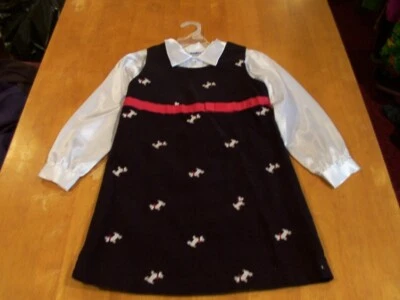 Hartstrings Scottie Dog Embroidered Velveteen Jumper & Oshkosh Blouse-Sz. 6/6X - Image 1 of 3