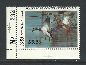 Estampilla de pato Bigjake: #NC-1, $5,50 Mallards, 1983 Carolina del Norte - Imagen 1 de 2