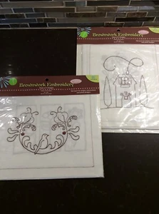 2 New Brownwork Brown Embroidery 5 Panel Project Kit Designs Craft Asst A & B - Picture 1 of 5