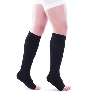 Calze a compressione 20-30 mmHg uomo donna punta aperta gamba ginocchio supporto calze - Foto 1 di 14