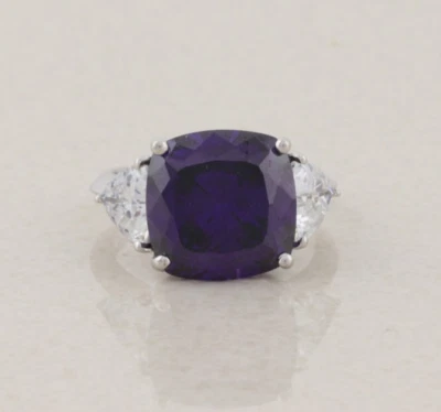 Серебро фиолетовый и белый кубический цирконий кольцо размер 6 - Изображение 1 из 4