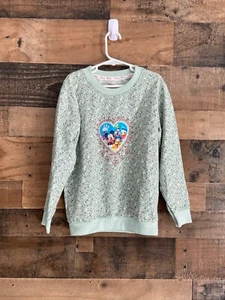 Disney Primark Girl's Green Floral Sweatshirt Size 11/12 Rhinestone Heart - Picture 1 of 3