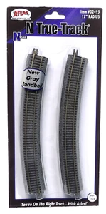 N Scale Atlas True Track G2495 Code 65 Gray 17" Radius Curve pkg (6) - Picture 1 of 2