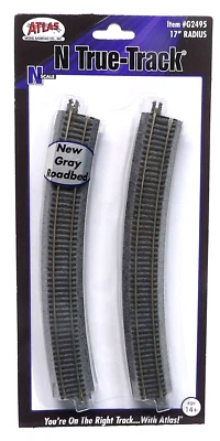 N Scale Atlas True Track G2495 Code 65 Gray  17" Radius Curve pkg (6) - Image 1 of 2