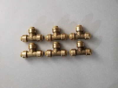 (6) Camiseta SharkBite U360LF de latón sin plomo push-to-connect 3/8 x 3/8 x 3/8 Foto 1 de 4