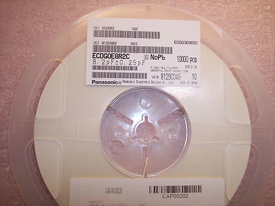 QTY (10,000) 8.2pf 25V 0.25pf% 0402 SMD HI-Q RF MICROWAVE ECDG0E8R2C PANASONIC - Image 1 of 4
