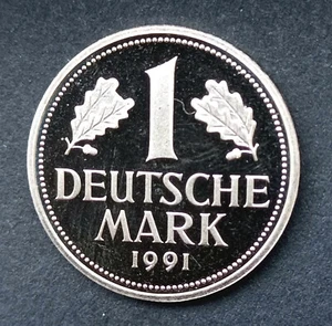 1 DM Mark Kursmünze BRD Deutschland 1991 F, spiegelglanz - Bild 1 von 2