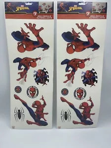 Lot of 2 Classic Spiderman Wall Decals Peel & Stick 7 Kids Room Decor Stickers - Picture 1 of 2