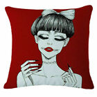 Case Pillow Art Soft Decorative Girl Linen Cotton Cushion Throw Cover Sofa Car