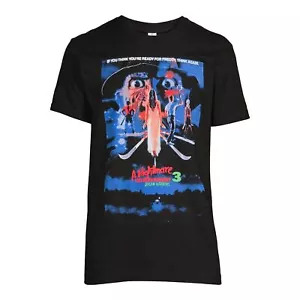 Mens Graphic T-Shirt Nightmare on Elm Street 3 Poster Black Crew Size 2XL NEW - Picture 1 of 6